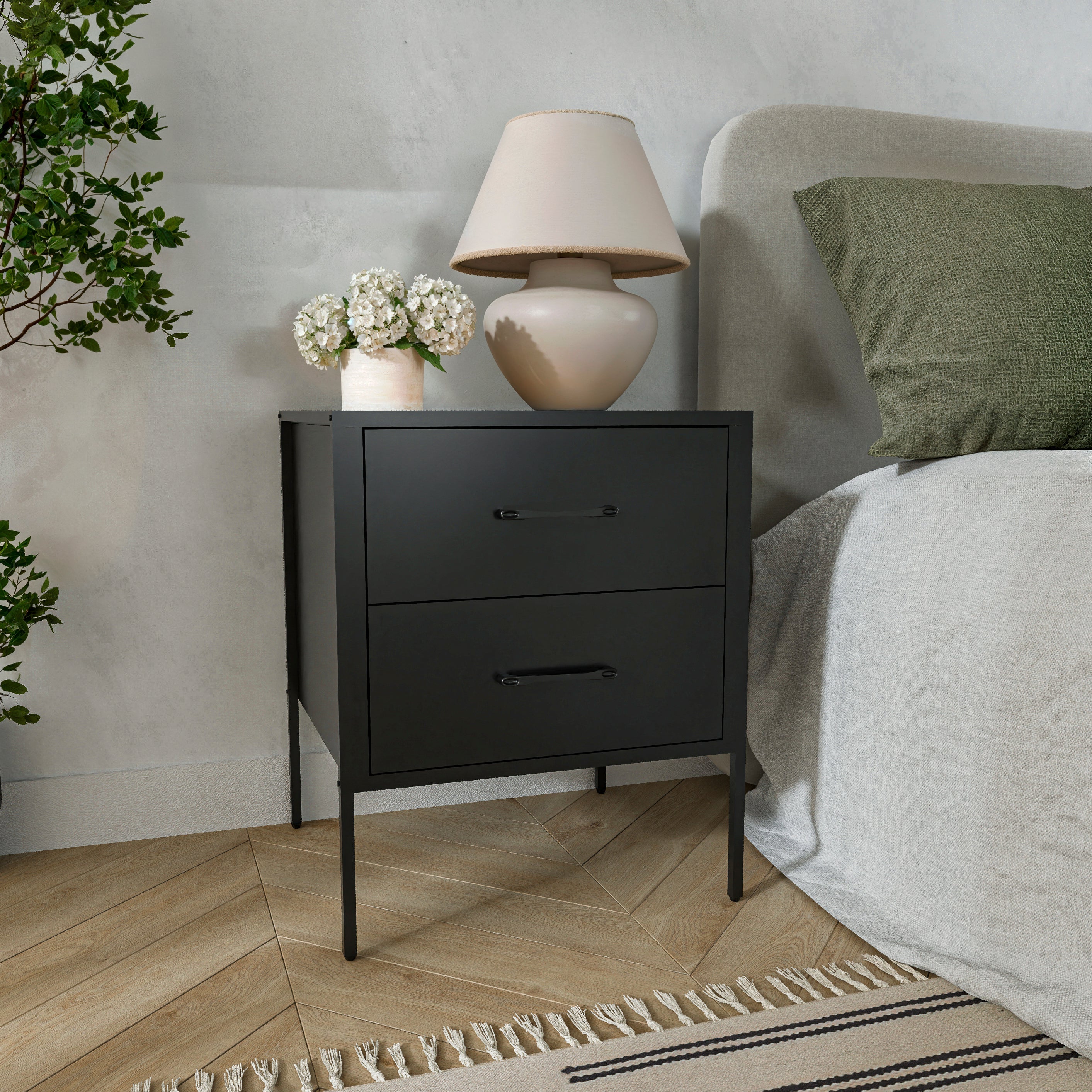 שידת לילה מודרנית לחדר שינה דגם ליסה שחור