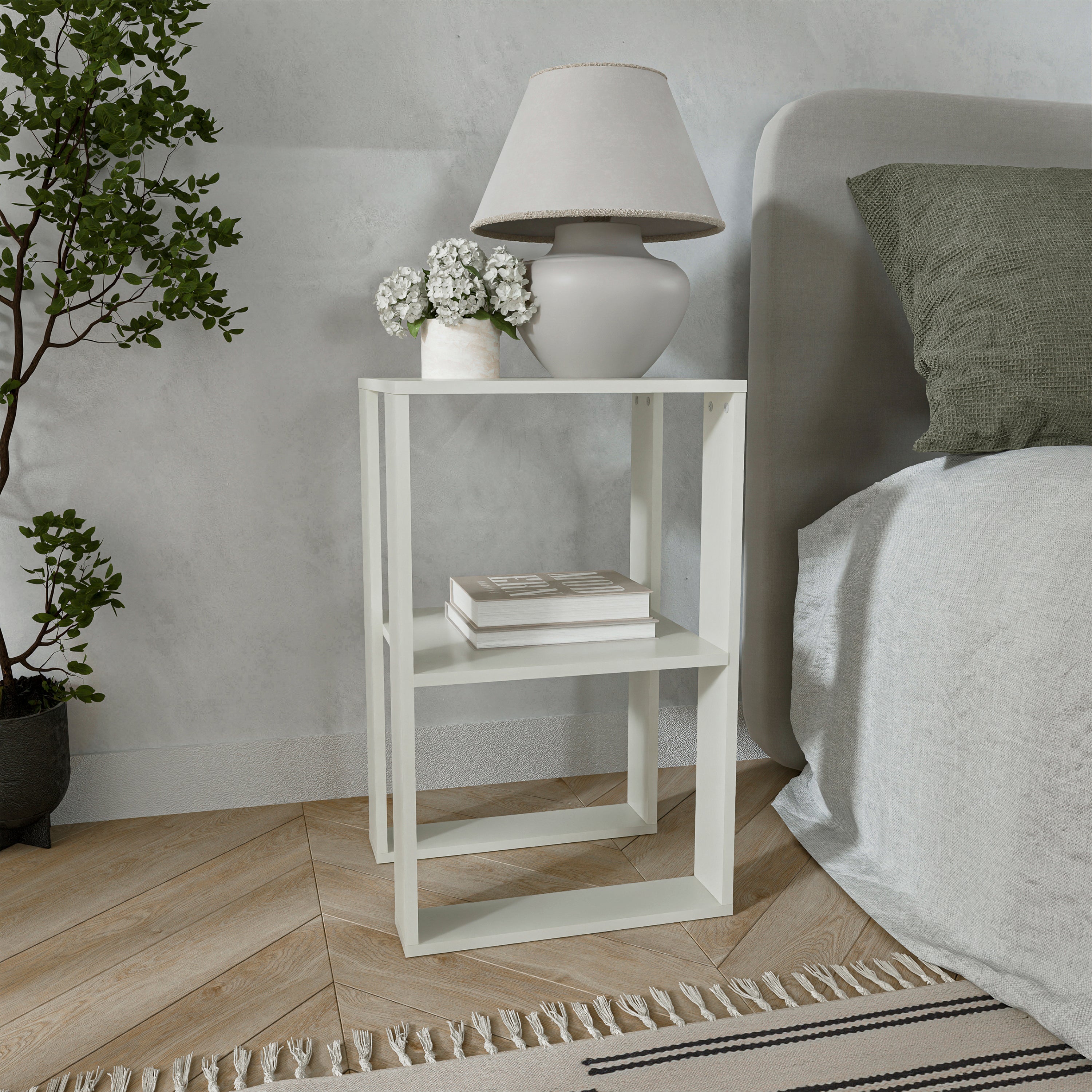 שידת לילה מודרנית לחדר שינה דגם פירנצה לבן