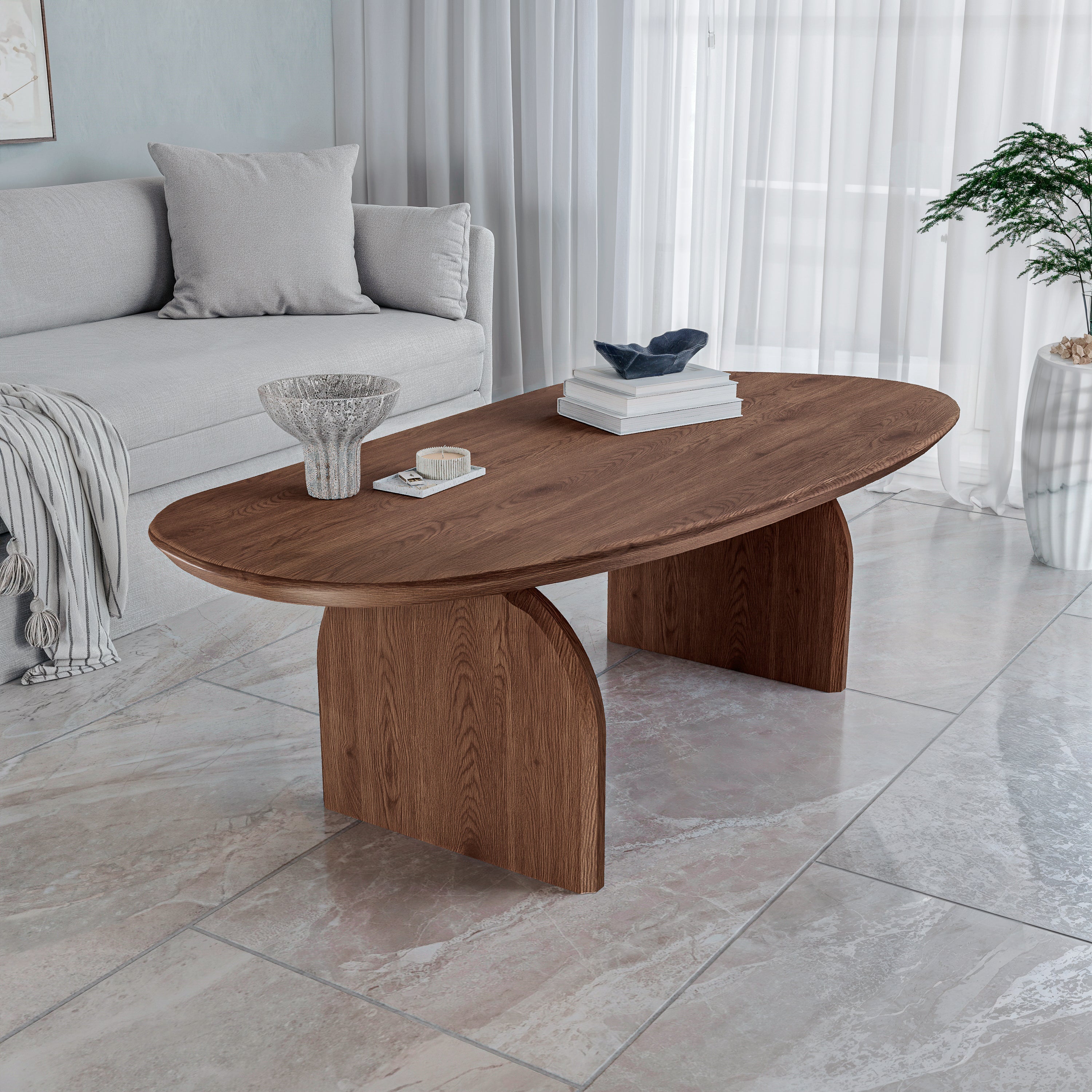 שולחן סלון מודרני מעוצב דגם סנטוריני - אגוז