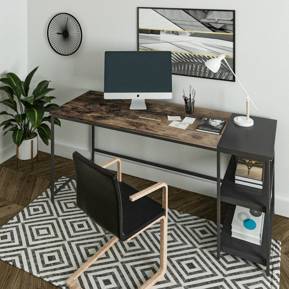 שולחן מחשב עם מדפי צד דגם ונציה 160 ס"מ