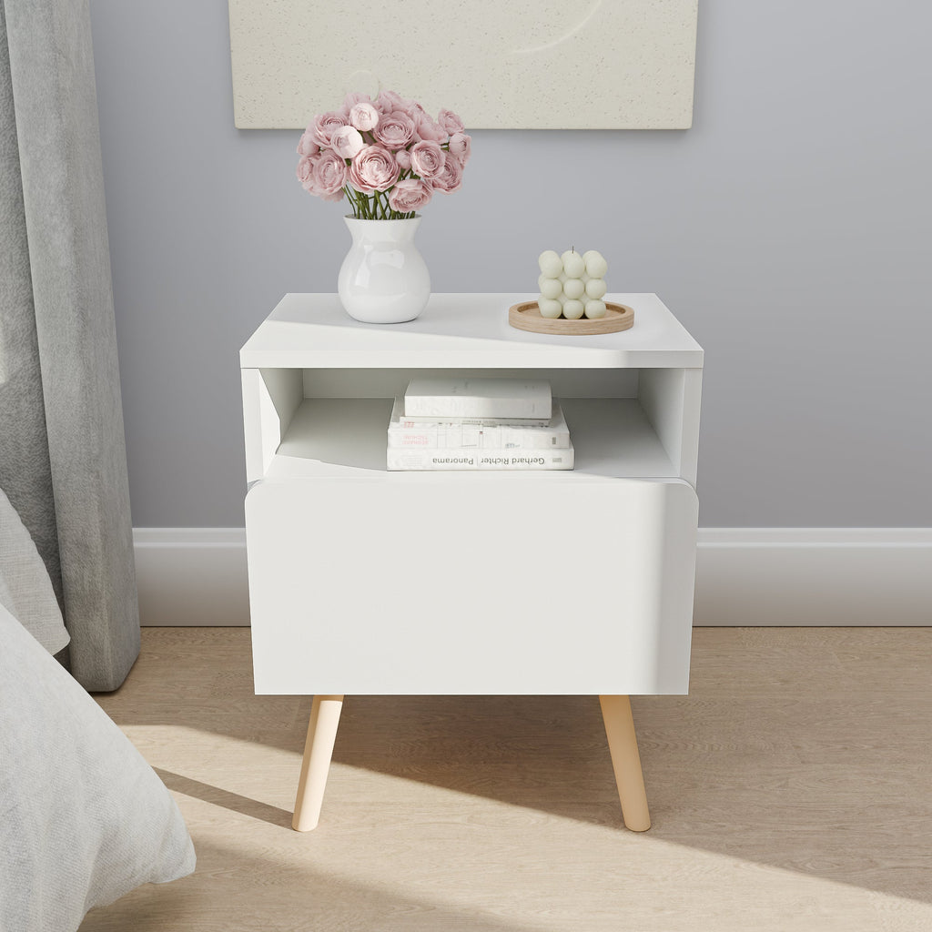 שידת לילה מודרנית לחדר שינה דגם טורינו לבן