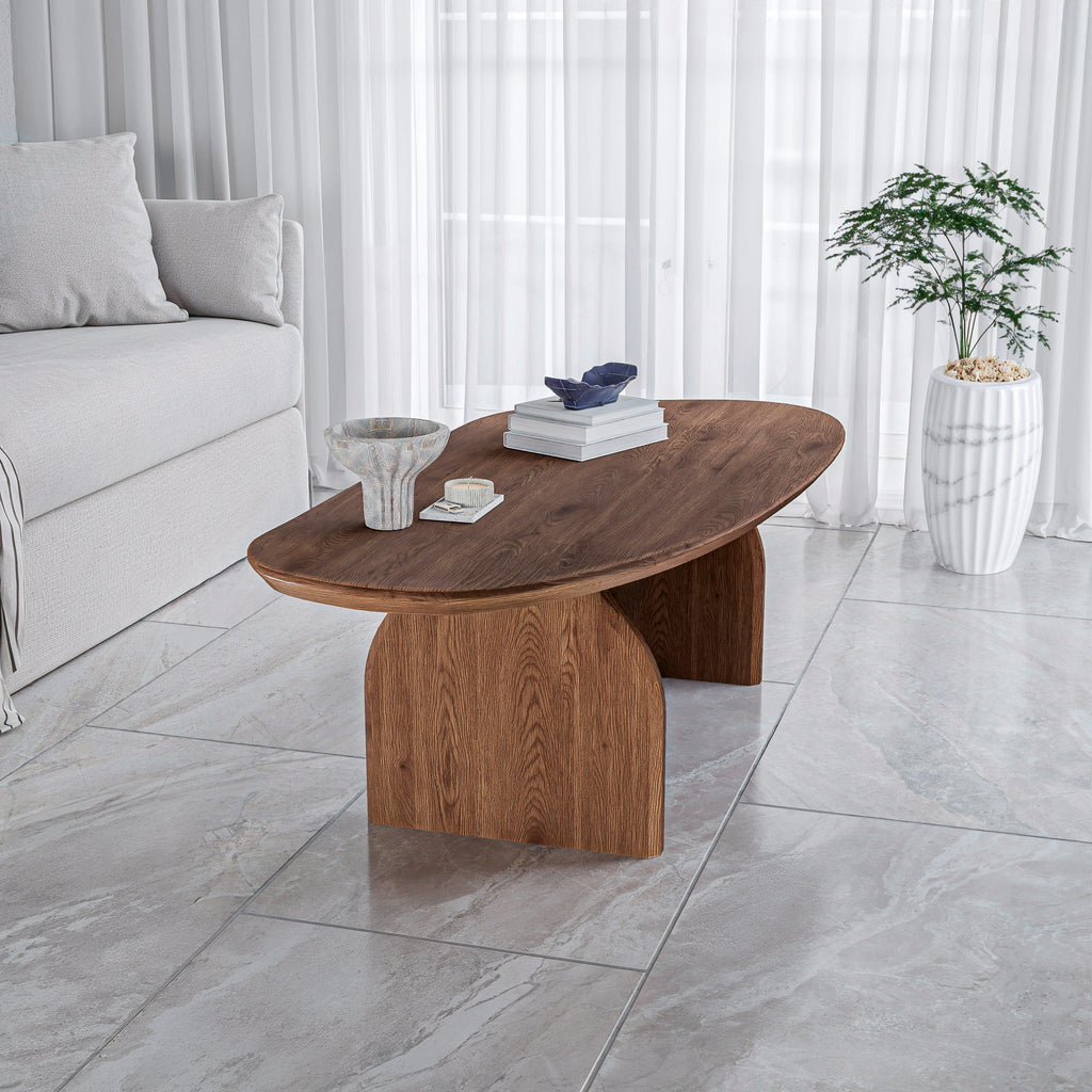 שולחן סלון מודרני מעוצב דגם סנטוריני - אגוז