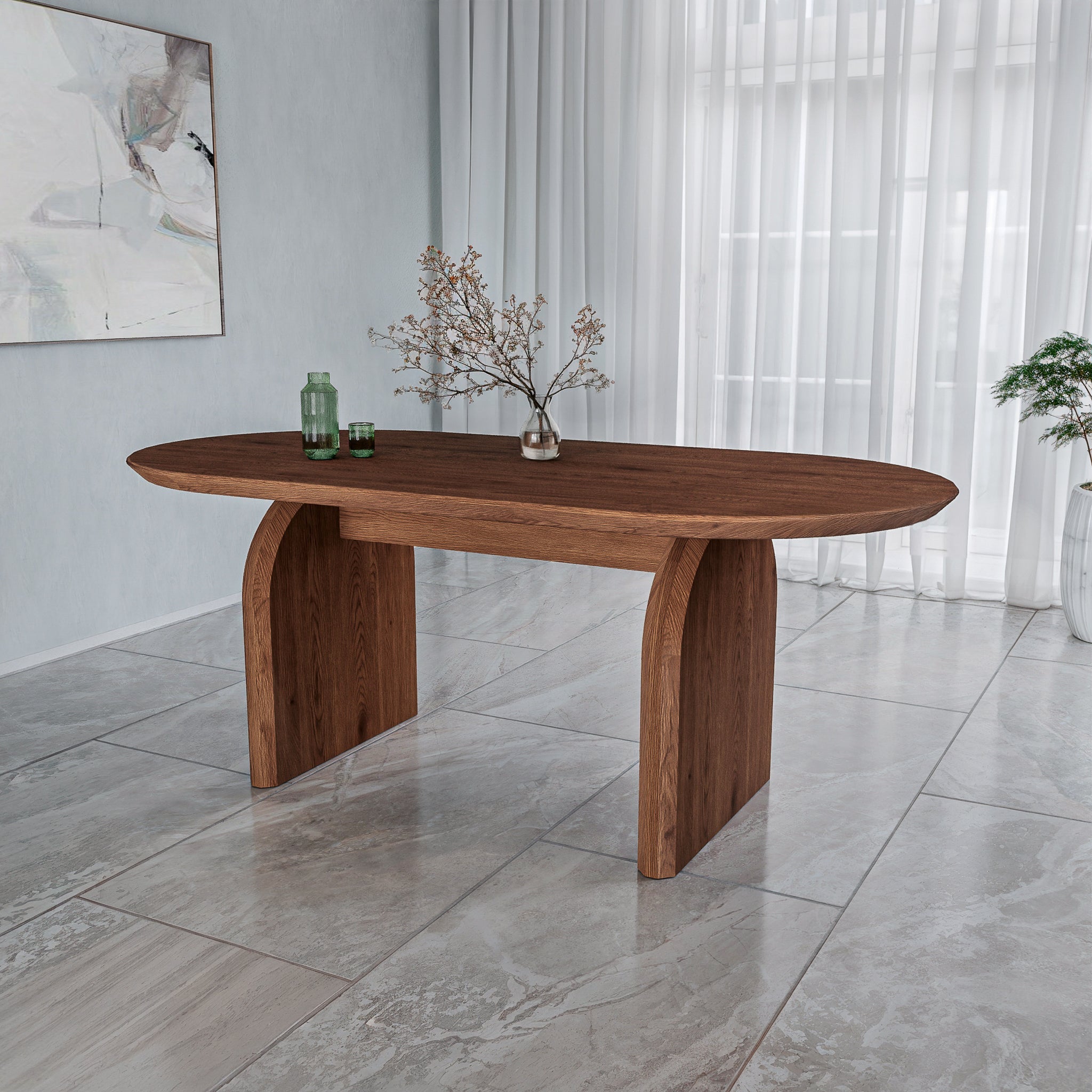 שולחן פינת אוכל מודרני דגם ליברה - צבע אגוז