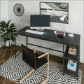 שולחן מחשב עם מדפי צד דגם ונציה - בצבע שחור