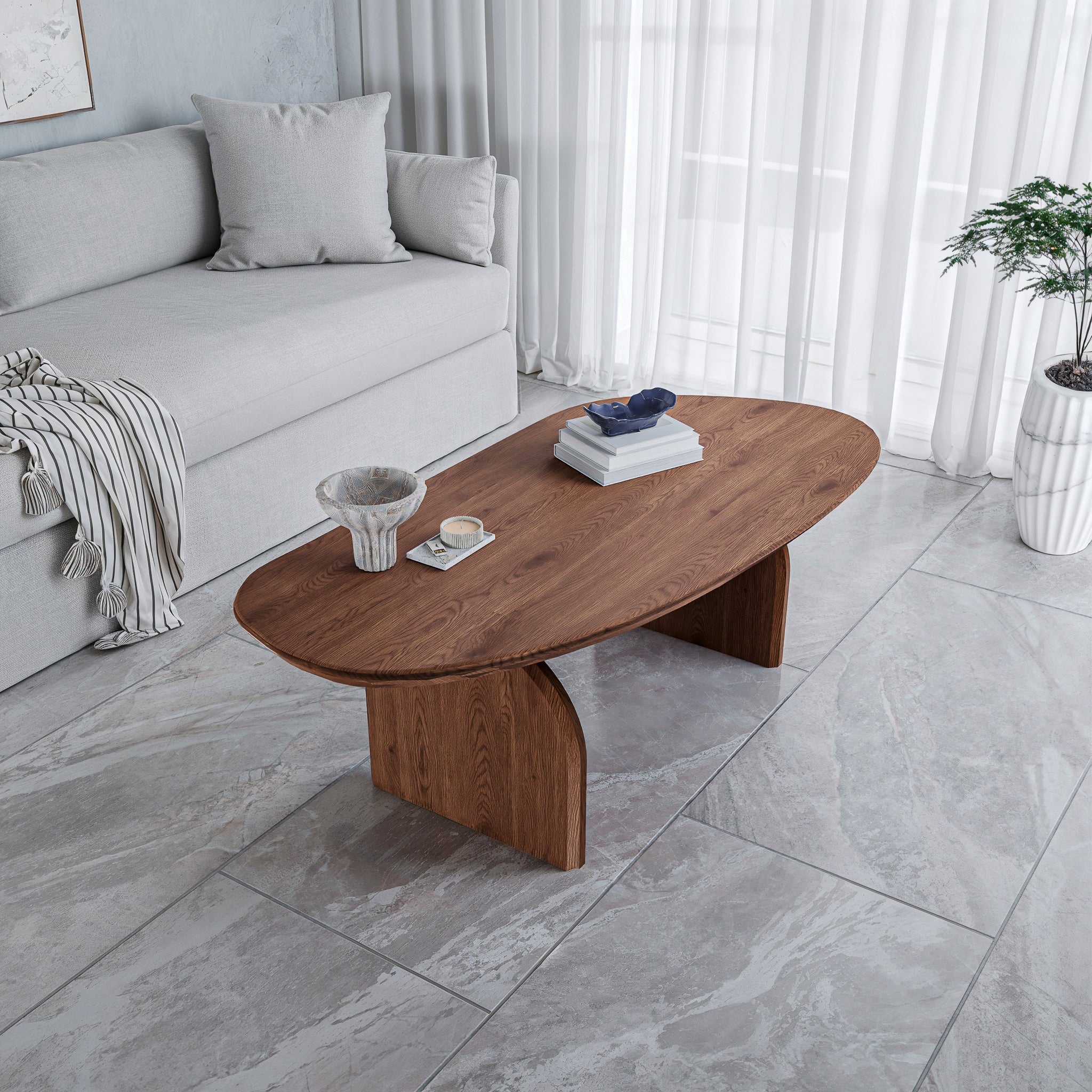 שולחן סלון מודרני מעוצב דגם סנטוריני - אגוז