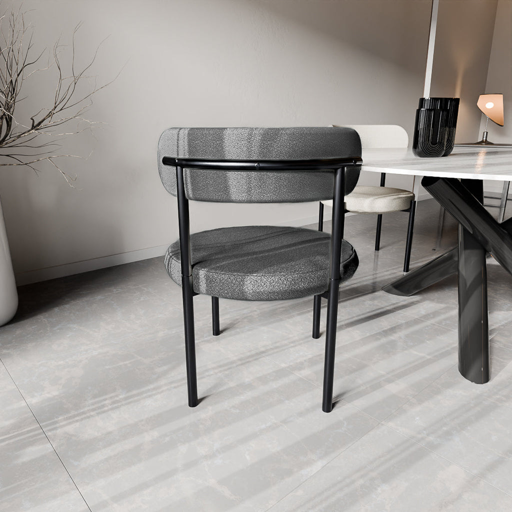 כסא לפינת אוכל מבד בוקלה יוקרתי דגם לוקי - צבע אפור