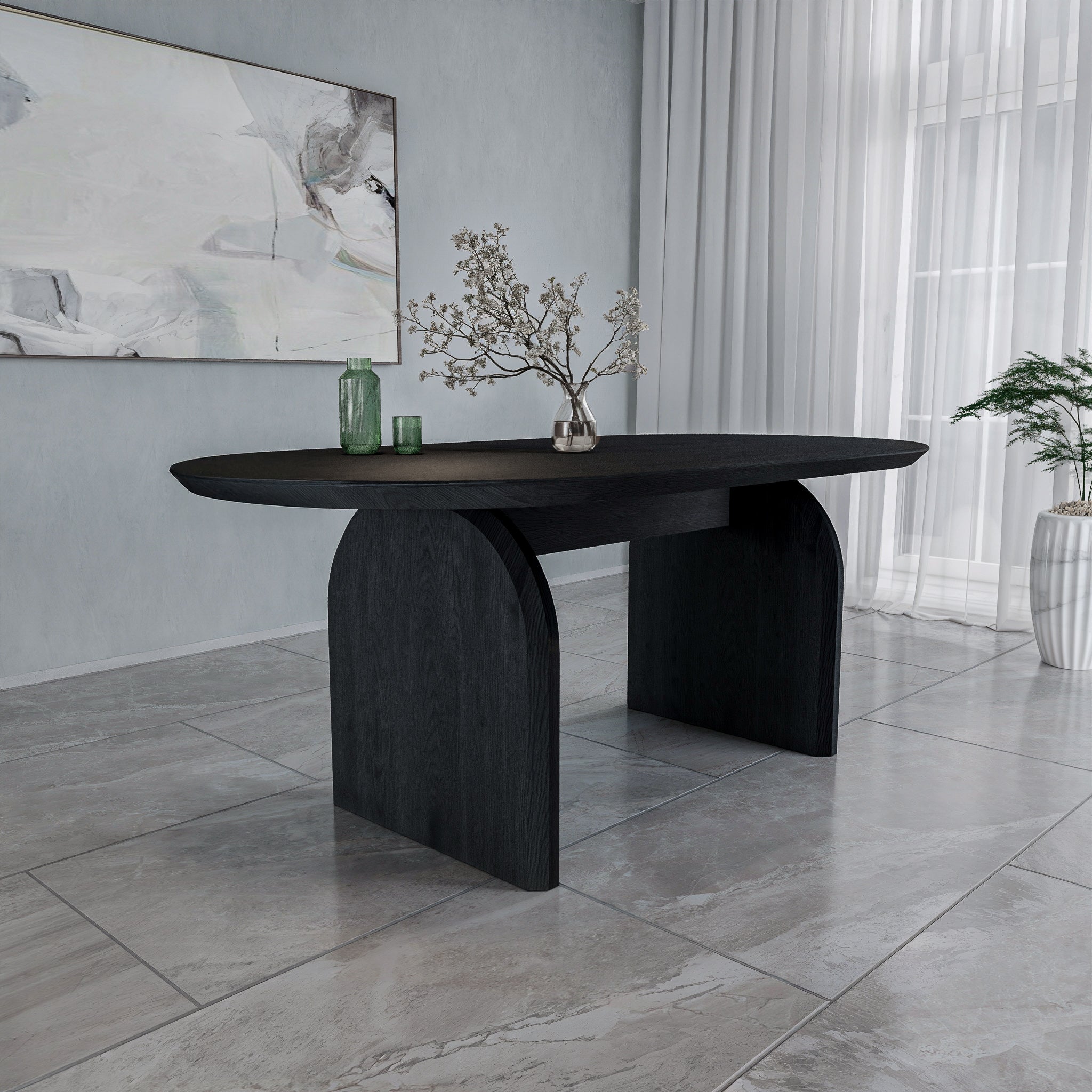 שולחן פינת אוכל מודרני דגם ליברה - צבע שחור