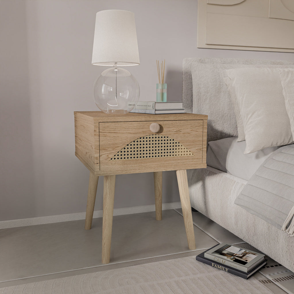 שידת לילה דגם עמנואל - צבע עץ