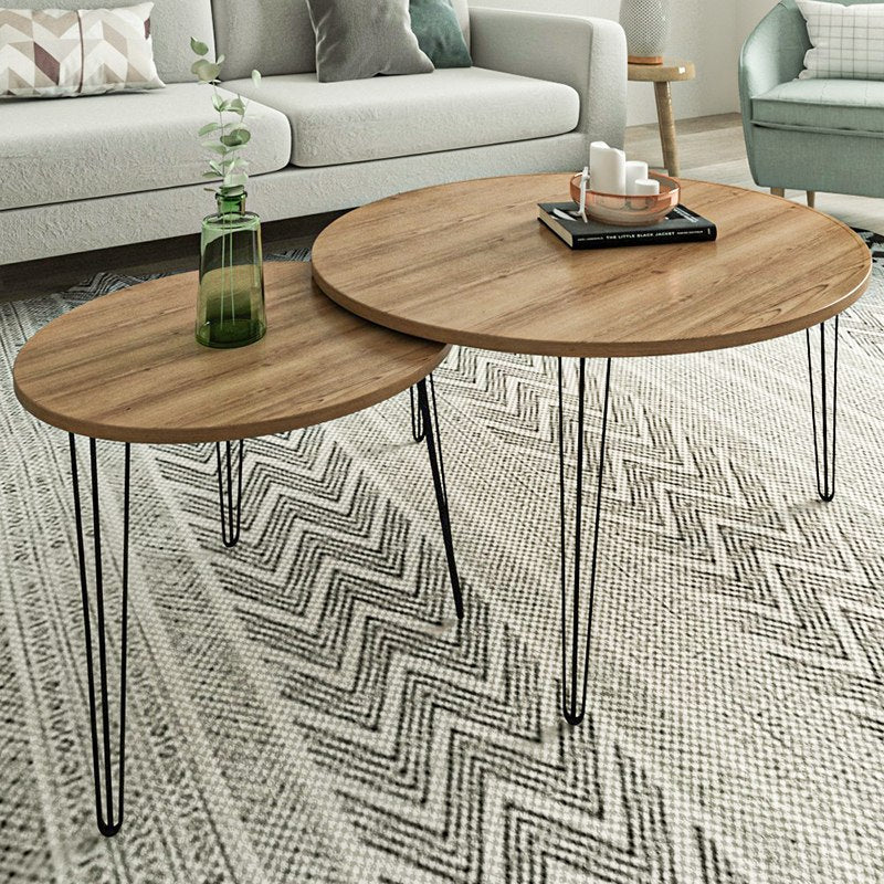 זוג שולחנות סלון מודרנים דגם טורינו - צבע אלון Default Title