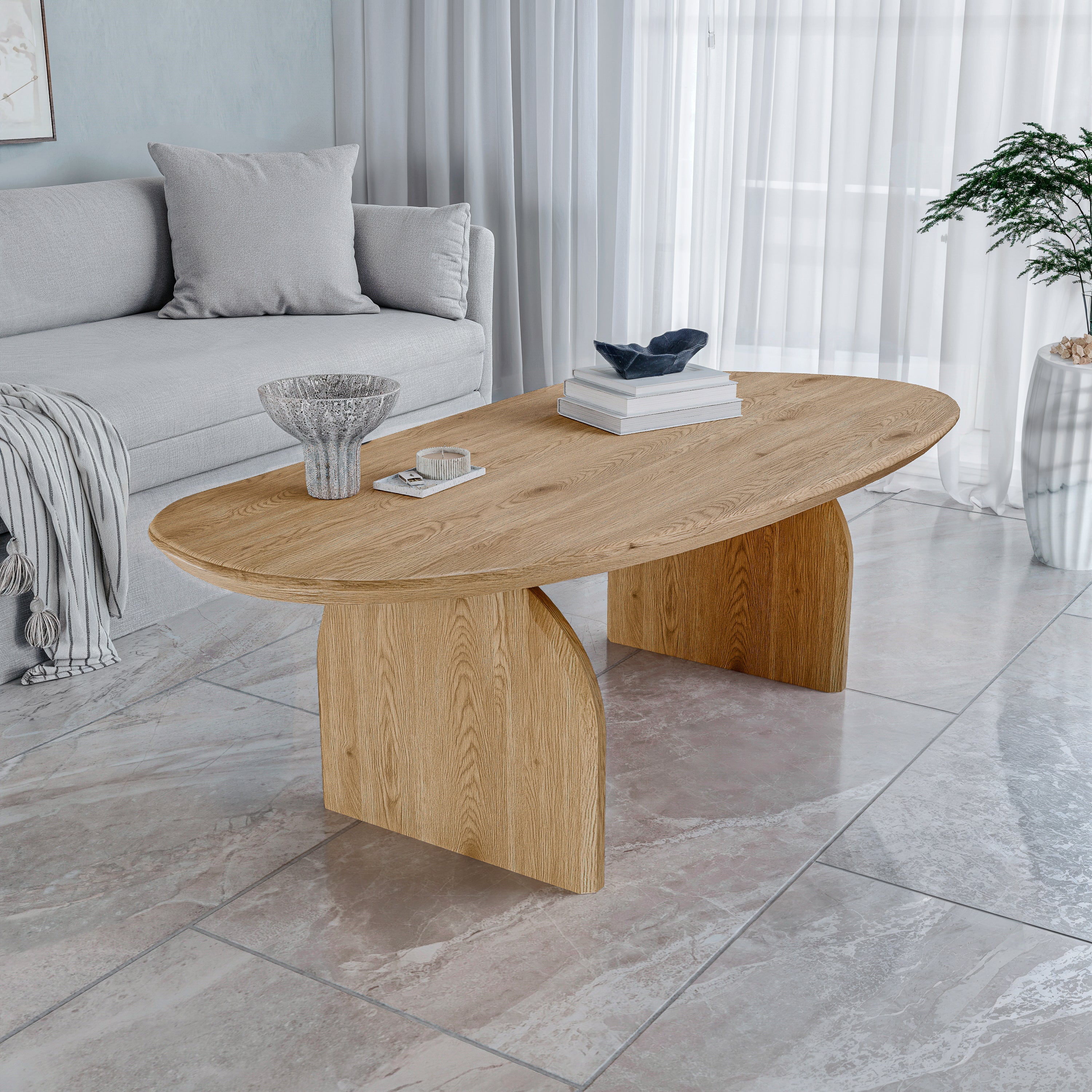 שולחן סלון מודרני מעוצב דגם סנטוריני - אלון