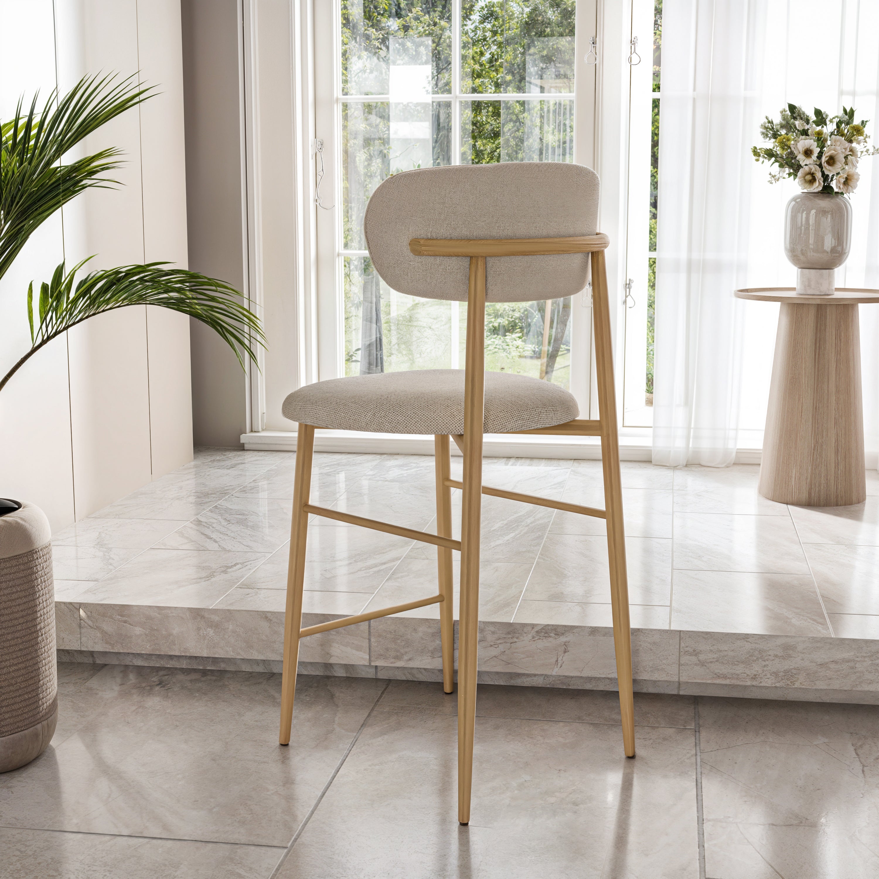 כסא בר מעוצב דגם ורונה - צבע עץ בהיר