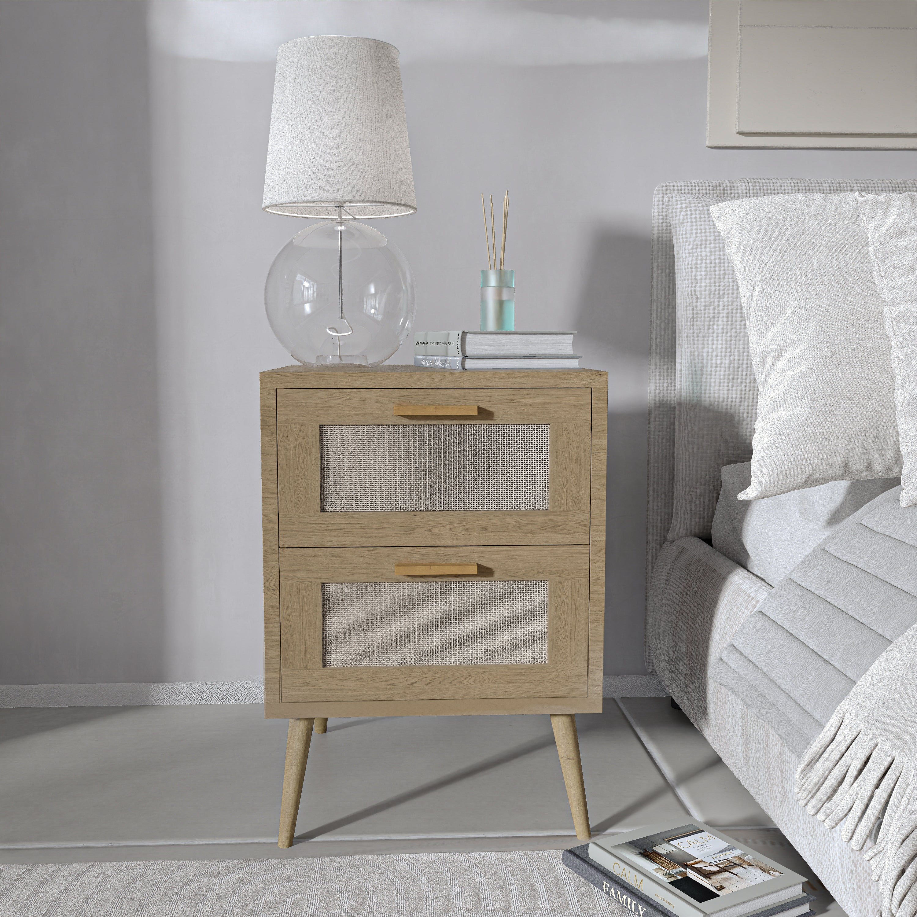 שידת לילה דגם מיאל - צבע עץ