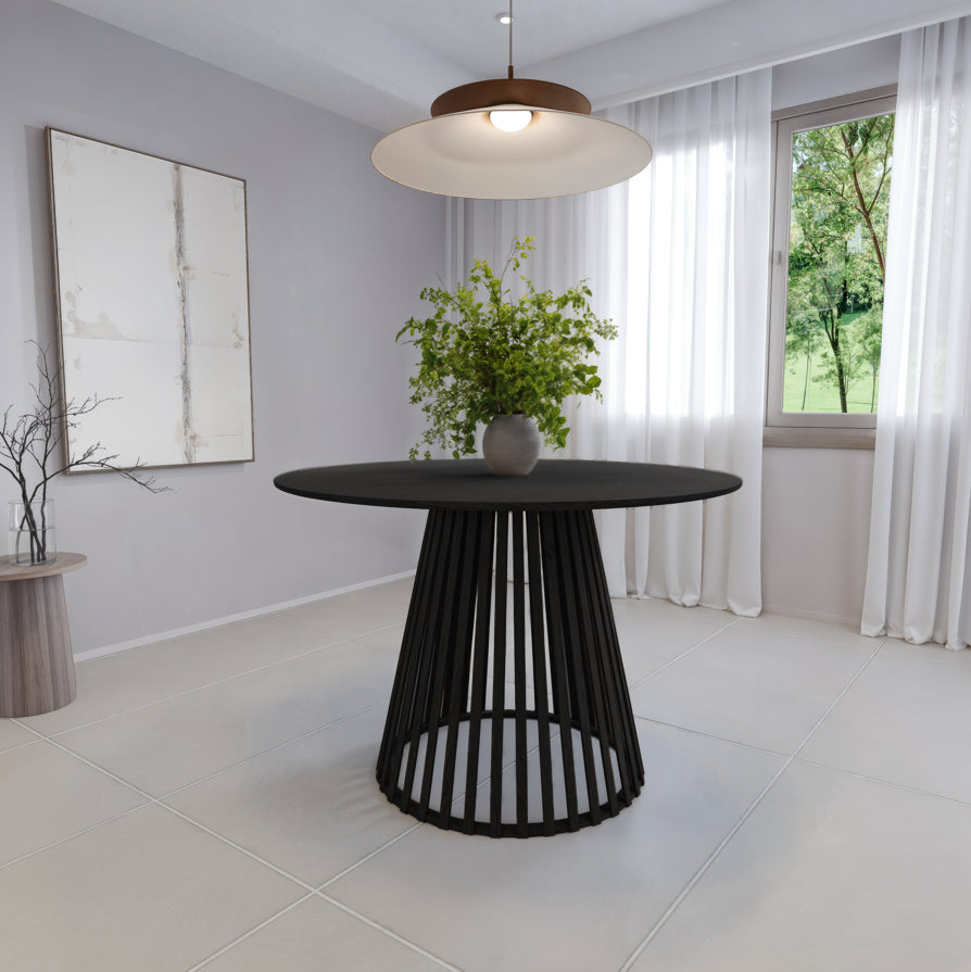 שולחן פינת אוכל מודרני דגם בוסטון קוטר 120 ס"מ - צבע שחור