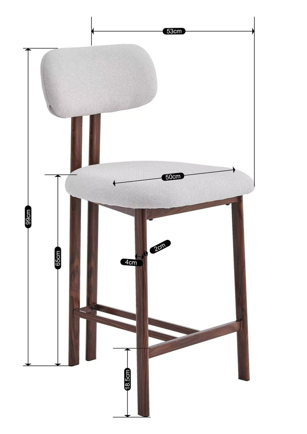 כסא בר דגם אמלפי - צבע אגוז