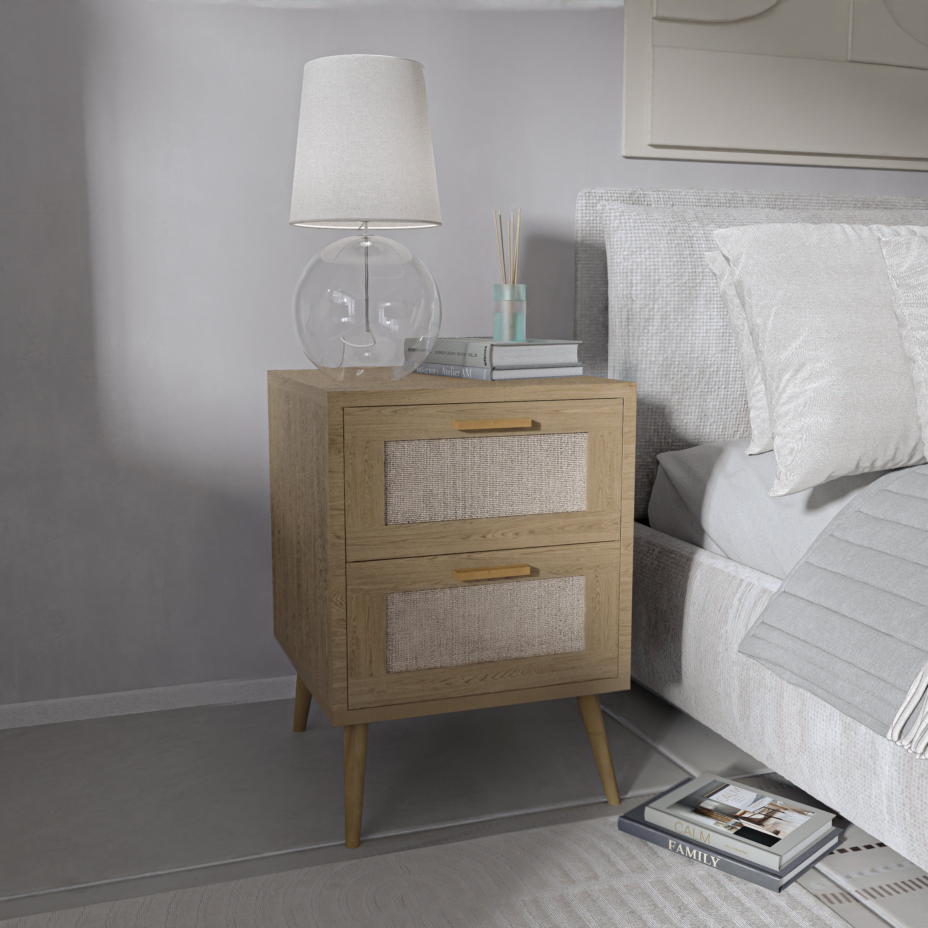 שידת לילה דגם מיאל - צבע עץ