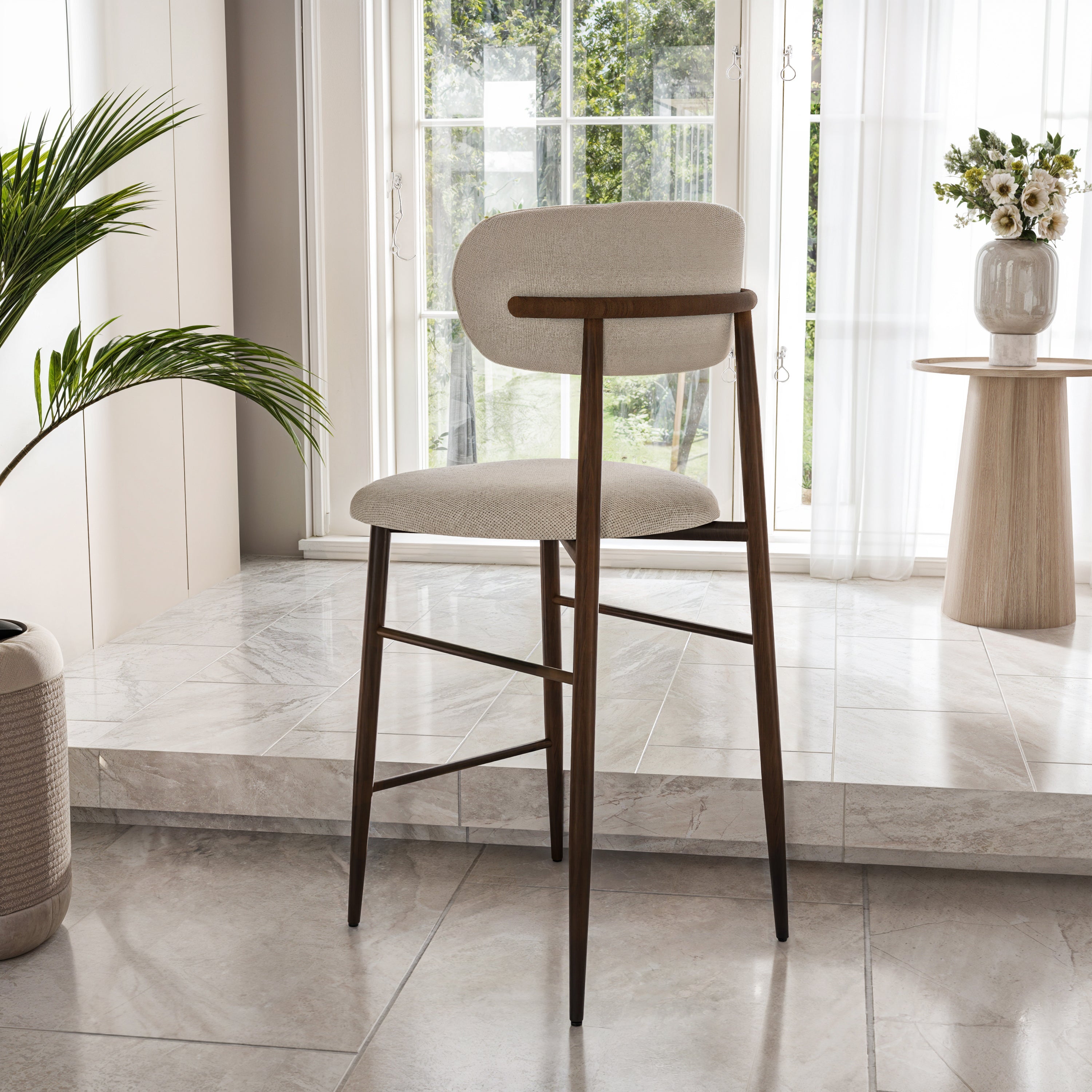 כסא בר מעוצב דגם ורונה - צבע אגוז