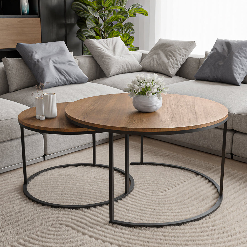 סט שולחנות סלון עגולים מודרנים