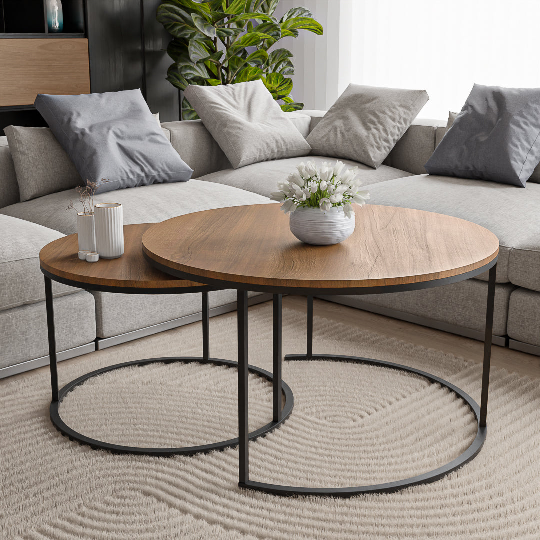 סט שולחנות סלון עגולים מודרנים