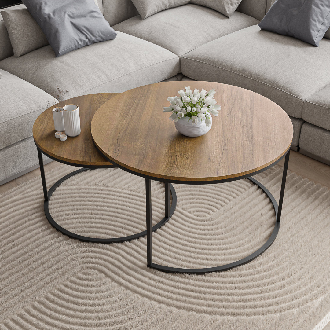 סט שולחנות סלון עגולים מודרנים 60+80