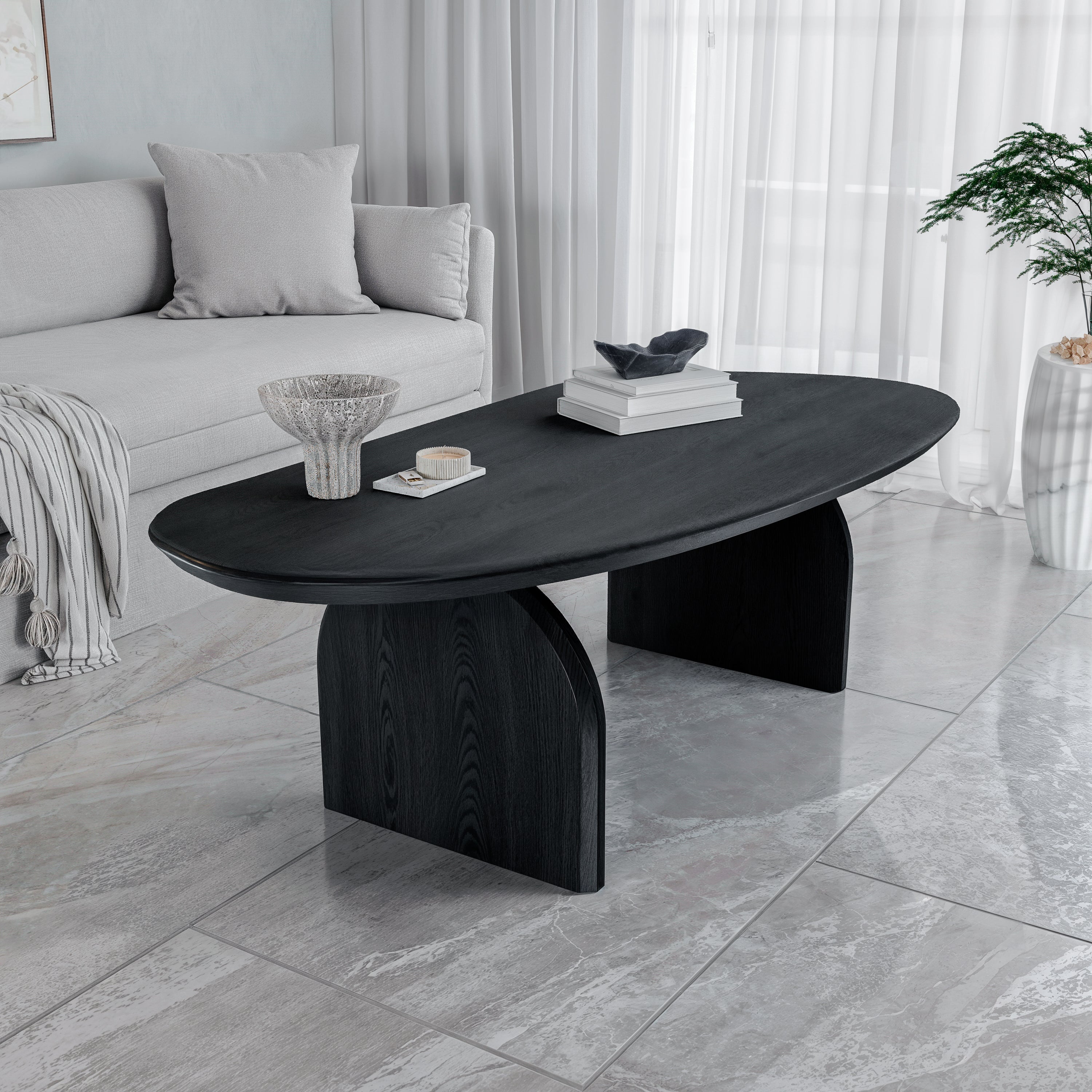 שולחן סלון מודרני מעוצב דגם סנטוריני - שחור