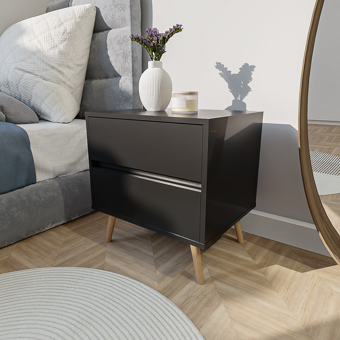 שידת לילה מודרנית לחדר שינה דגם ליון שחור