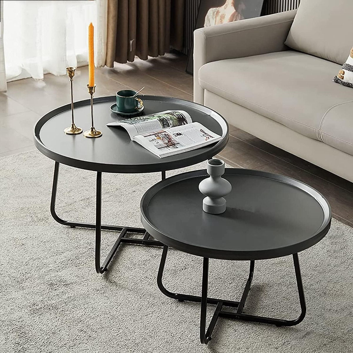 סט שולחן לסלון דגם פלרמו - צבע שחור