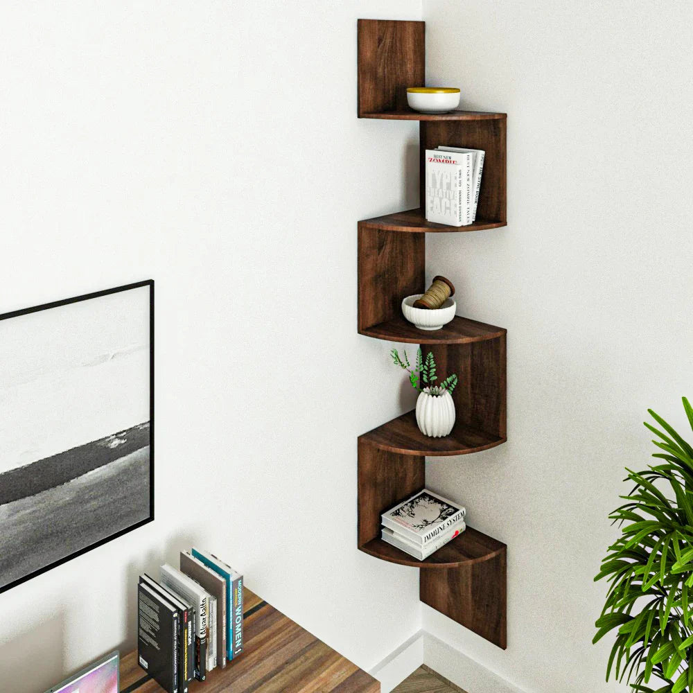 מדף תלייה אנכי 5 שלבים אגוז