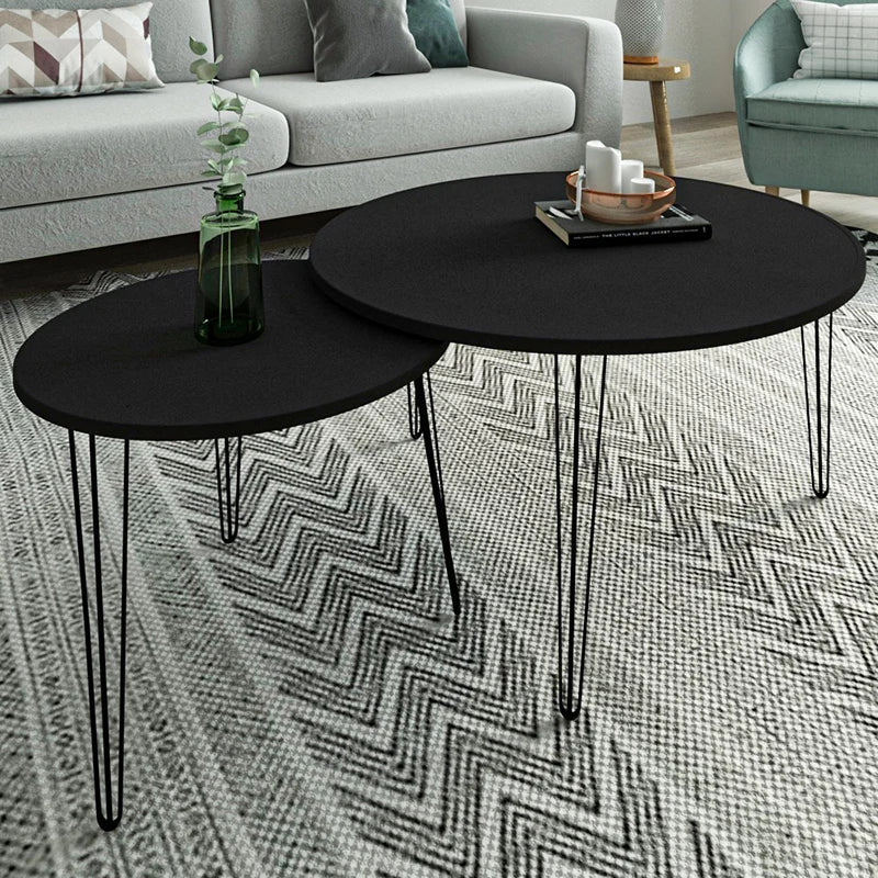 זוג שולחנות סלון מודרנים דגם טורינו - צבע שחור