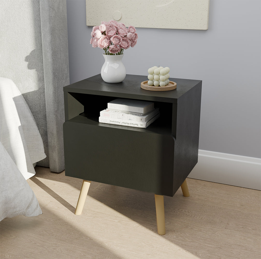 שידת לילה מודרנית לחדר שינה דגם טורינו שחור