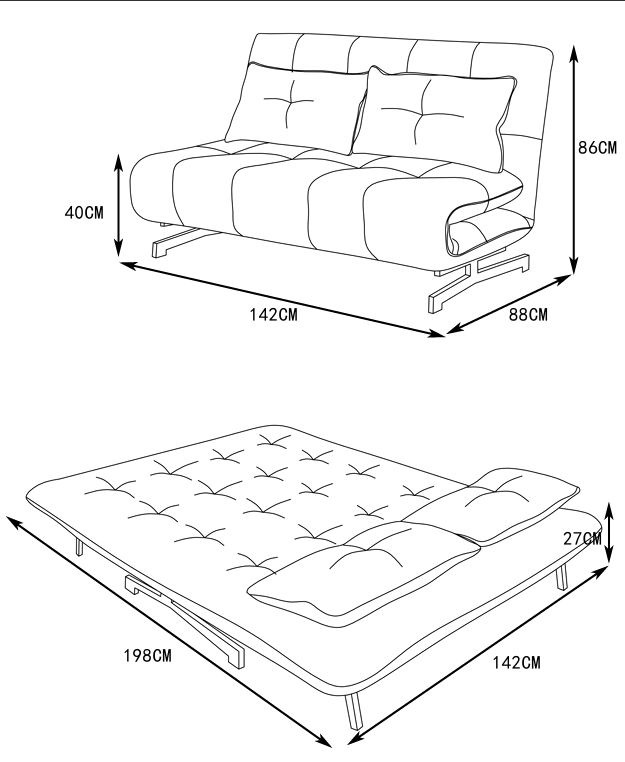 ספה נפתחת מעוצבת דגם מילאנו - צבע אפור בז'