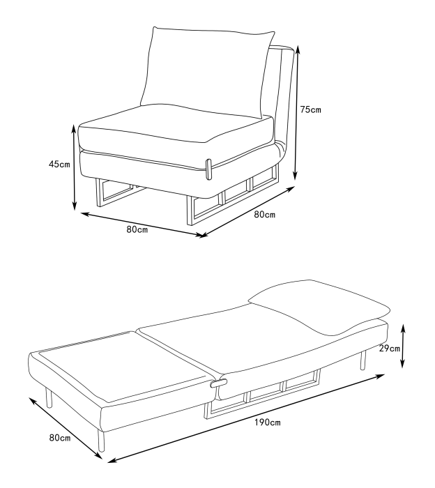 כורסה נפתחת למיטה מעוצבת דגם טולוז - צבע בז'