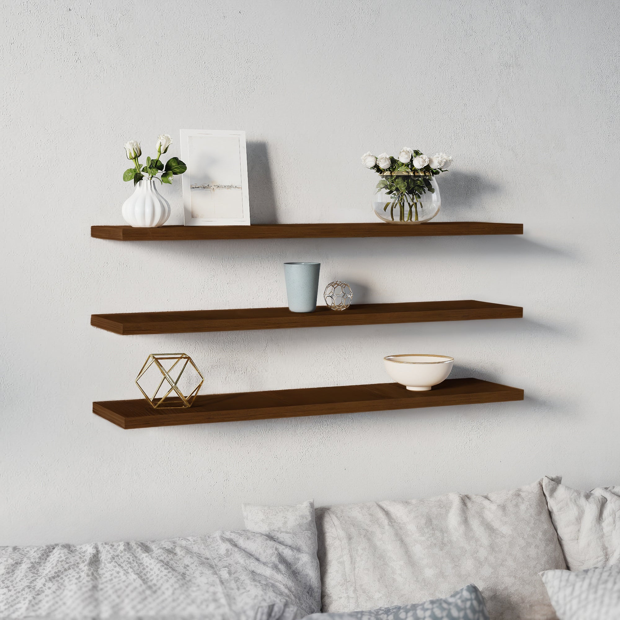 סט 3 מדפי תלייה דגם PILOT אגוז