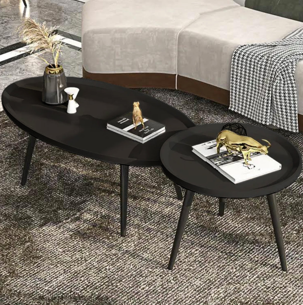 סט שולחנות לסלון דגם ריו - צבע שחור