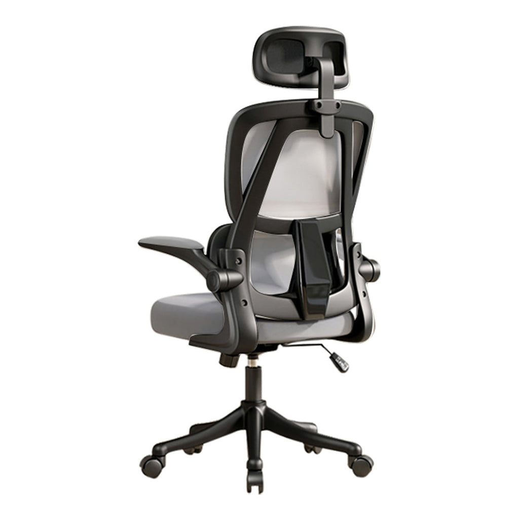 כסא מנהלים פרימיום עם כרית תמיכה ומשענת ראש בצבע אפור\שחור - דגם אלפא